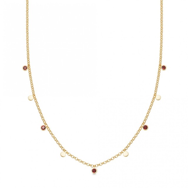Landou Jewelry 925 Sterling Silver Garnet Droplet Necklace by Yard
