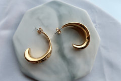 Gold Big Hoop Earrings, Vintage Chunky Gold Hoops, Dangle Hoops, Statement Earrings