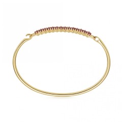Landou Jewelry 925 Sterling Silver Ruby CZ Bangle