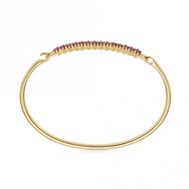 Landou Jewelry 925 Sterling Silver Ruby CZ Bangle