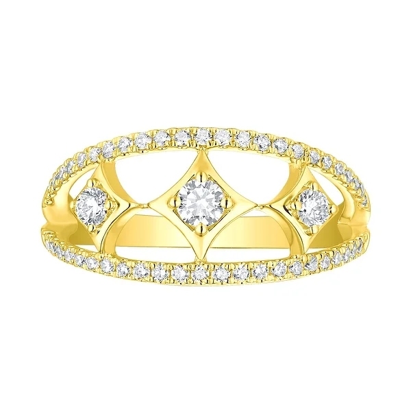 Landou Jewelry 925 Sterling Silver Cubic Zirconia Sparkle 3-Stone Ring