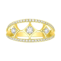 Landou Jewelry 925 Sterling Silver Cubic Zirconia Sparkle 3-Stone Ring
