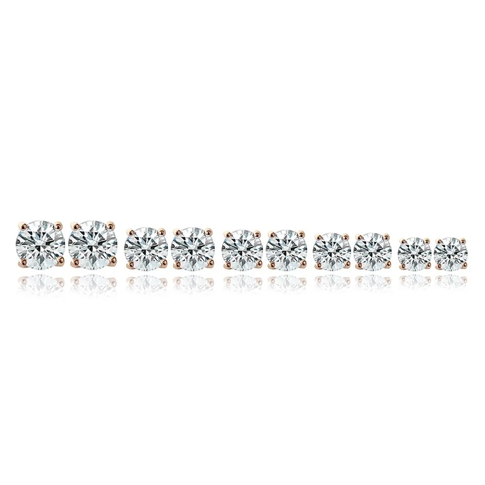 Landou Jewelry Sterling Silver Stud Earrings -Rose -Gold Plated Sterling Silver