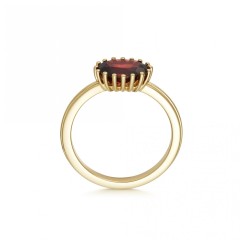 Landou Jewelry 925 Sterling Silver Large Linia Rhodolite Ring