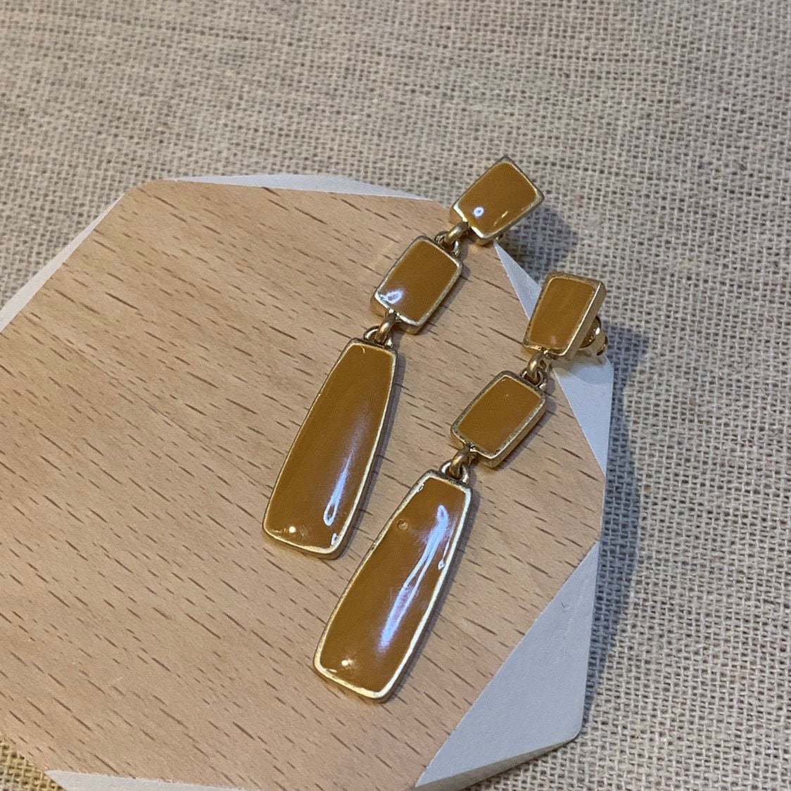 Geometric Drop Earrings, White Drop Earrings, Tear Earrings, Summer Jewelry, Teardrop Earrings, Long Enamel Earrings