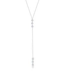 Sterling Silver Three Stone Bezel-Set Cubic Zirconia 16+2" Lariat Necklace