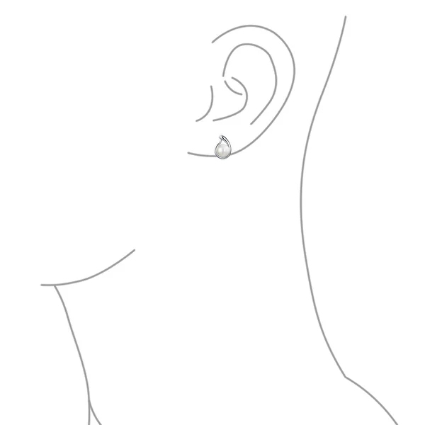 Bridal White Freshwater Button Cultured Pearl Teardrop Shaped Stud Earrings for Women 925 Sterling Silver