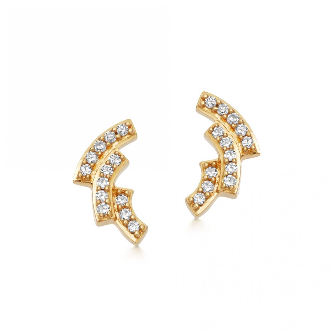 Round Cubic Zirconia Stud Earring for Women for Teen 14K Yellow Gold 925 Sterling Silver