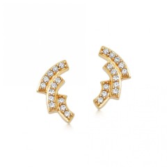Round Cubic Zirconia Stud Earring for Women for Teen 14K Yellow Gold 925 Sterling Silver