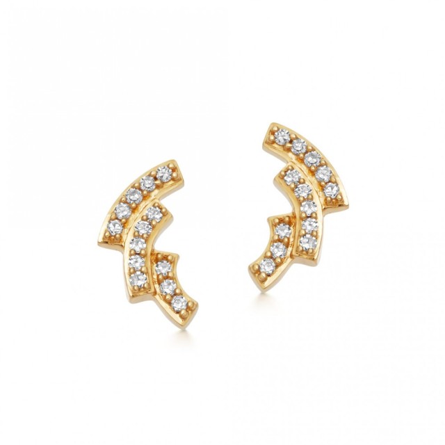 Round Cubic Zirconia Stud Earring for Women for Teen 14K Yellow Gold 925 Sterling Silver