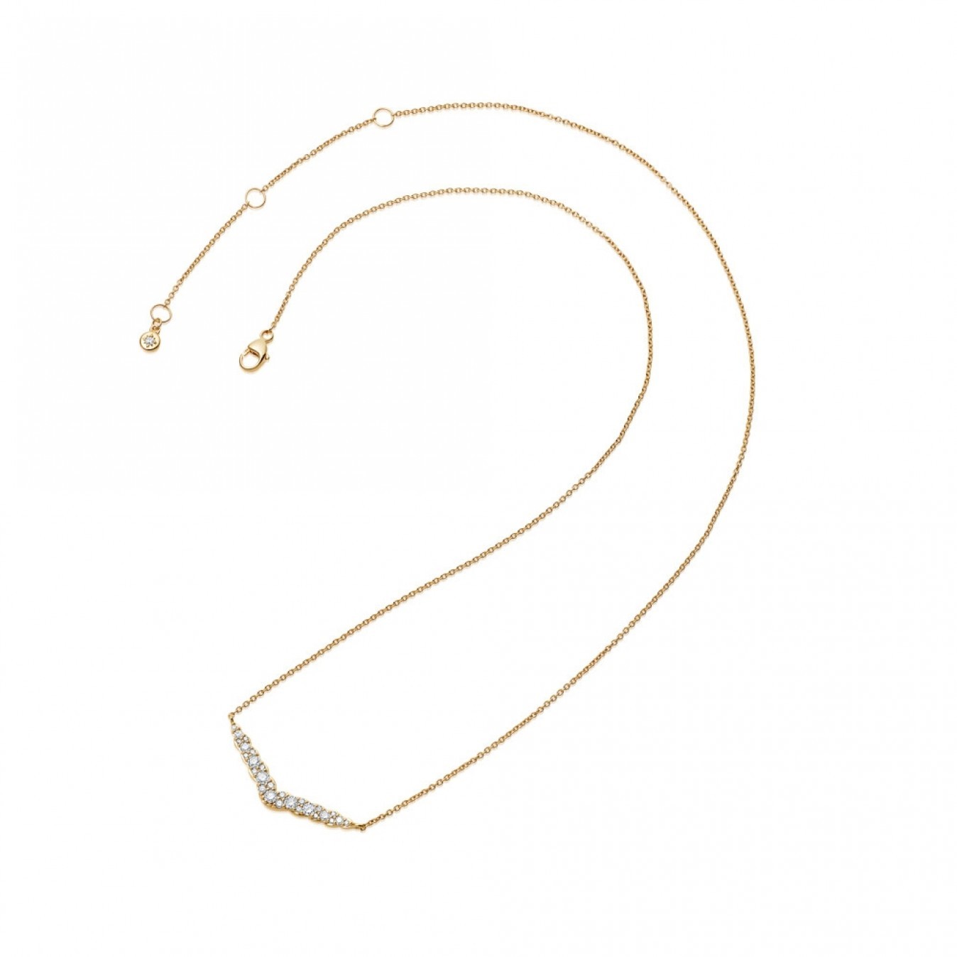 Landou Jewelry 925 Sterling Silver Cubic Zirconia V Shaped Necklace for Women
