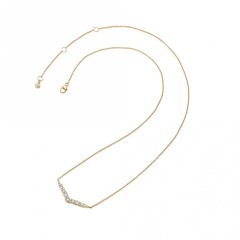 Landou Jewelry 925 Sterling Silver Cubic Zirconia V Shaped Necklace for Women