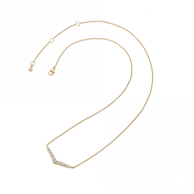 Landou Jewelry 925 Sterling Silver Cubic Zirconia V Shaped Necklace for Women