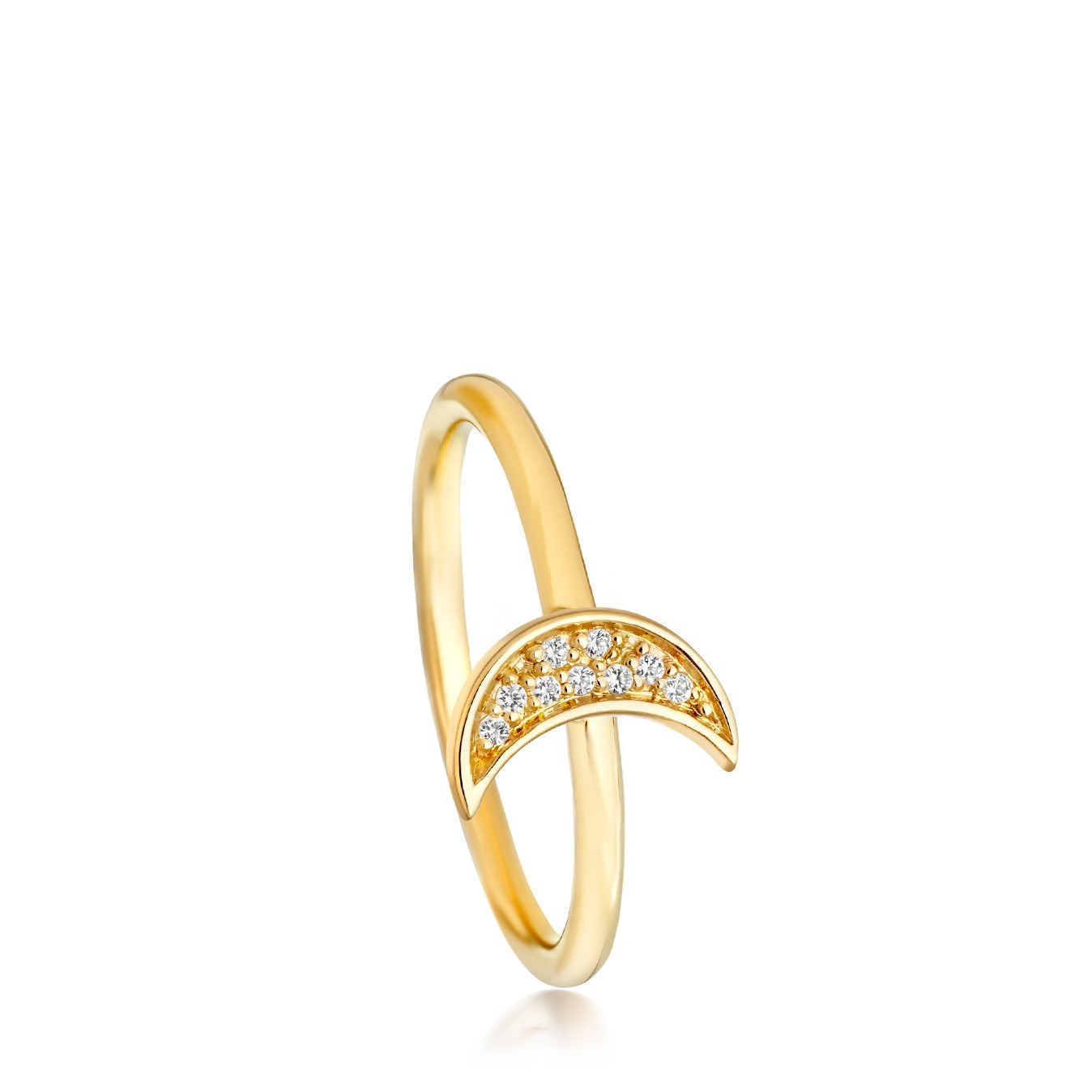 Landou Jewelry 925 Sterling Silver Mini Moon Biography Ring for Women