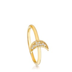 Landou Jewelry 925 Sterling Silver Mini Moon Biography Ring for Women
