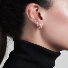 Tiny Minimalist Round Cubic Zirconia Stud Earring for Women for Teen 14K Yellow Gold 925 Sterling Silver