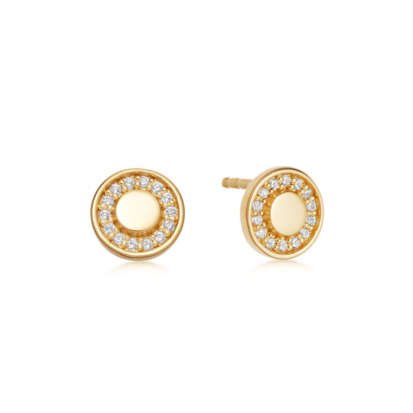 Landou Jewelry 925 Sterling Silver Cubic Zirconia Round Disc Stud Earrings Necklace