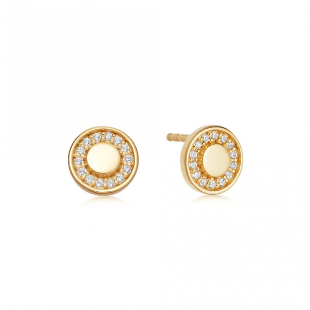 Landou Jewelry 925 Sterling Silver Cubic Zirconia Round Disc Stud Earrings Necklace
