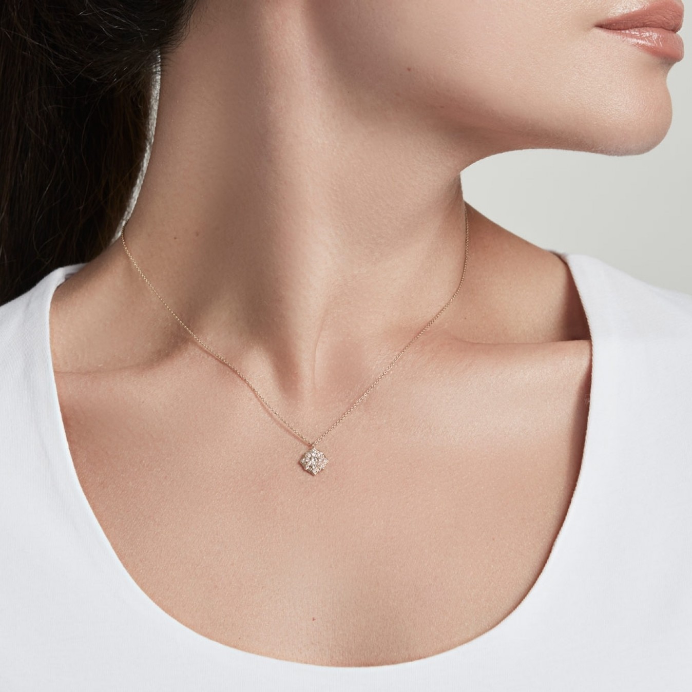 Round Cubic Zirconia Necklace for Women for Teen 14K Yellow Gold 925 Sterling Silver