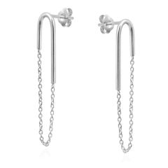 Landou Jewelry 925 Sterling Silver Pin Chain Stud Earring for Women