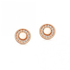 Landou Jewelry 925 Sterling Silver Cubic Zirconia Round Disc Stud Earrings Necklace