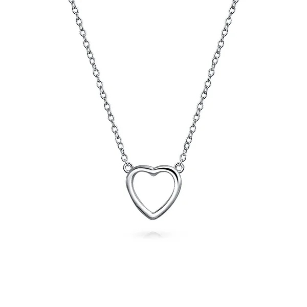 Small Simple Minimalist Heart Pendant Necklace for Women for Girlfriend 925 Sterling Silver