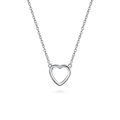 Small Simple Minimalist Heart Pendant Necklace for Women for Girlfriend 925 Sterling Silver