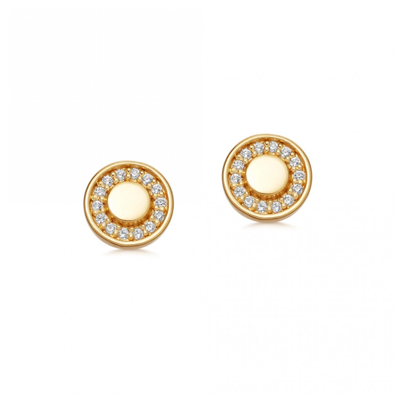 Landou Jewelry 925 Sterling Silver Cubic Zirconia Round Disc Stud Earrings Necklace