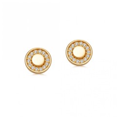 Landou Jewelry 925 Sterling Silver Cubic Zirconia Round Disc Stud Earrings Necklace