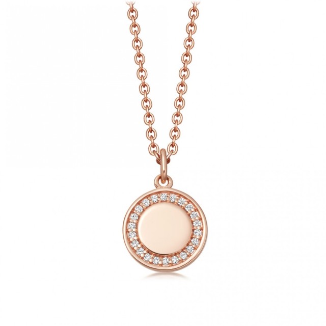 Landou Jewelry 925 Sterling Silver Cubic Zirconia Round Disc Pendant Necklace