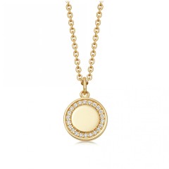 Landou Jewelry 925 Sterling Silver Cubic Zirconia Round Disc Pendant Necklace