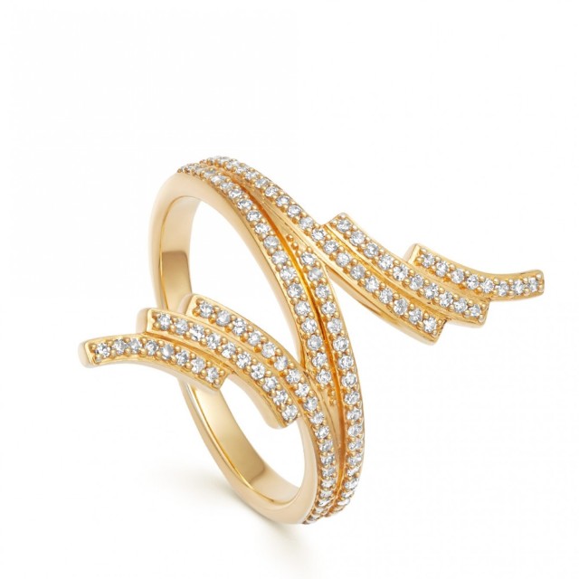 Landou Jewelry Double Icon Scala Cubic Zirconia Ring for Women 925 Sterling Silver