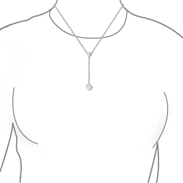 Minimalist Round Circle Disc Geometric Lariat Pendant Y Necklace for Women 925 Sterling Silver