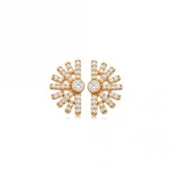Landou Jewelry 925 Sterling Silver Setting Sun Stud Earrings for Women 14K Gold