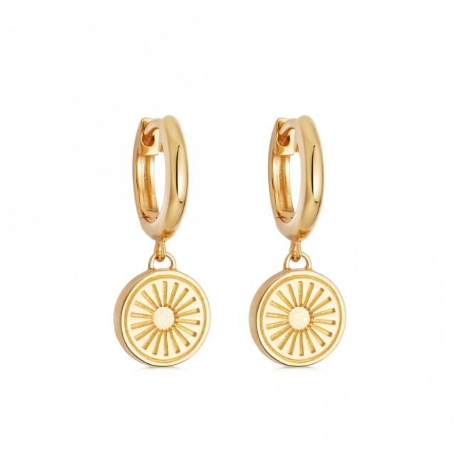 Landou Jewelry 925 Sterling Silver Sunrise Drop Earrings 14K Gold Plated