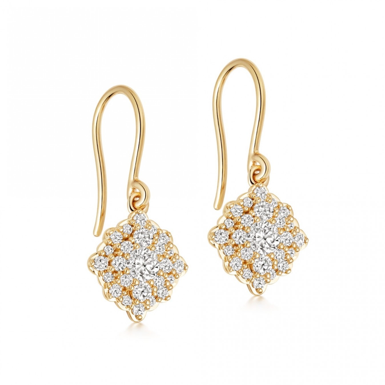 Round Cubic Zirconia Drop Earring for Women for Teen 14K Yellow Gold 925 Sterling Silver