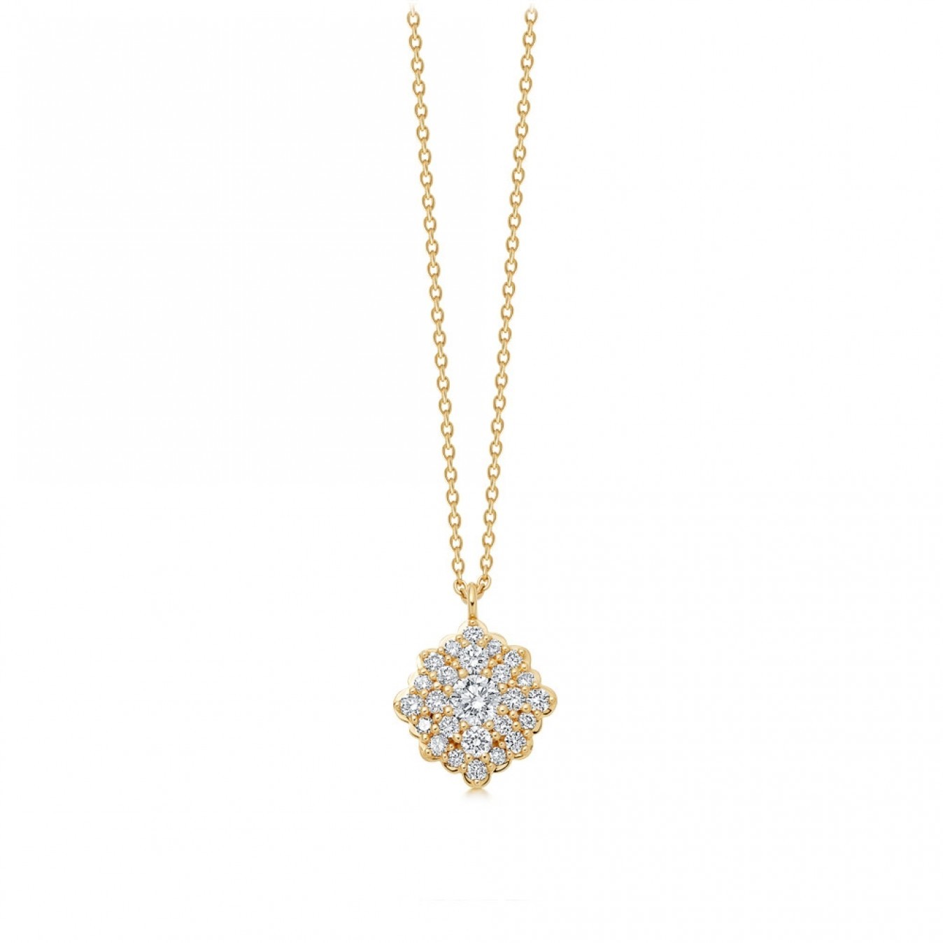 Round Cubic Zirconia Necklace for Women for Teen 14K Yellow Gold 925 Sterling Silver