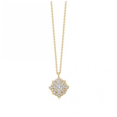 Round Cubic Zirconia Necklace for Women for Teen 14K Yellow Gold 925 Sterling Silver