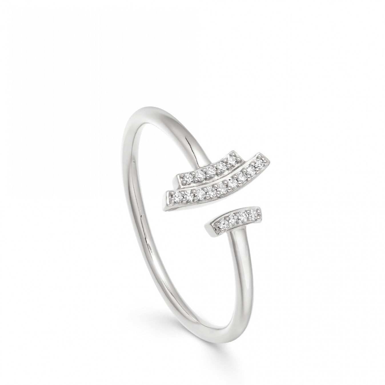 Landou Jewelry Mini Open Icon Scala Cubic Zirconia Ring for Women 925 Sterling Silver
