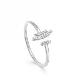 Landou Jewelry Mini Open Icon Scala Cubic Zirconia Ring for Women 925 Sterling Silver
