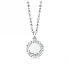 Landou Jewelry 925 Sterling Silver Cubic Zirconia Round Disc Pendant Necklace