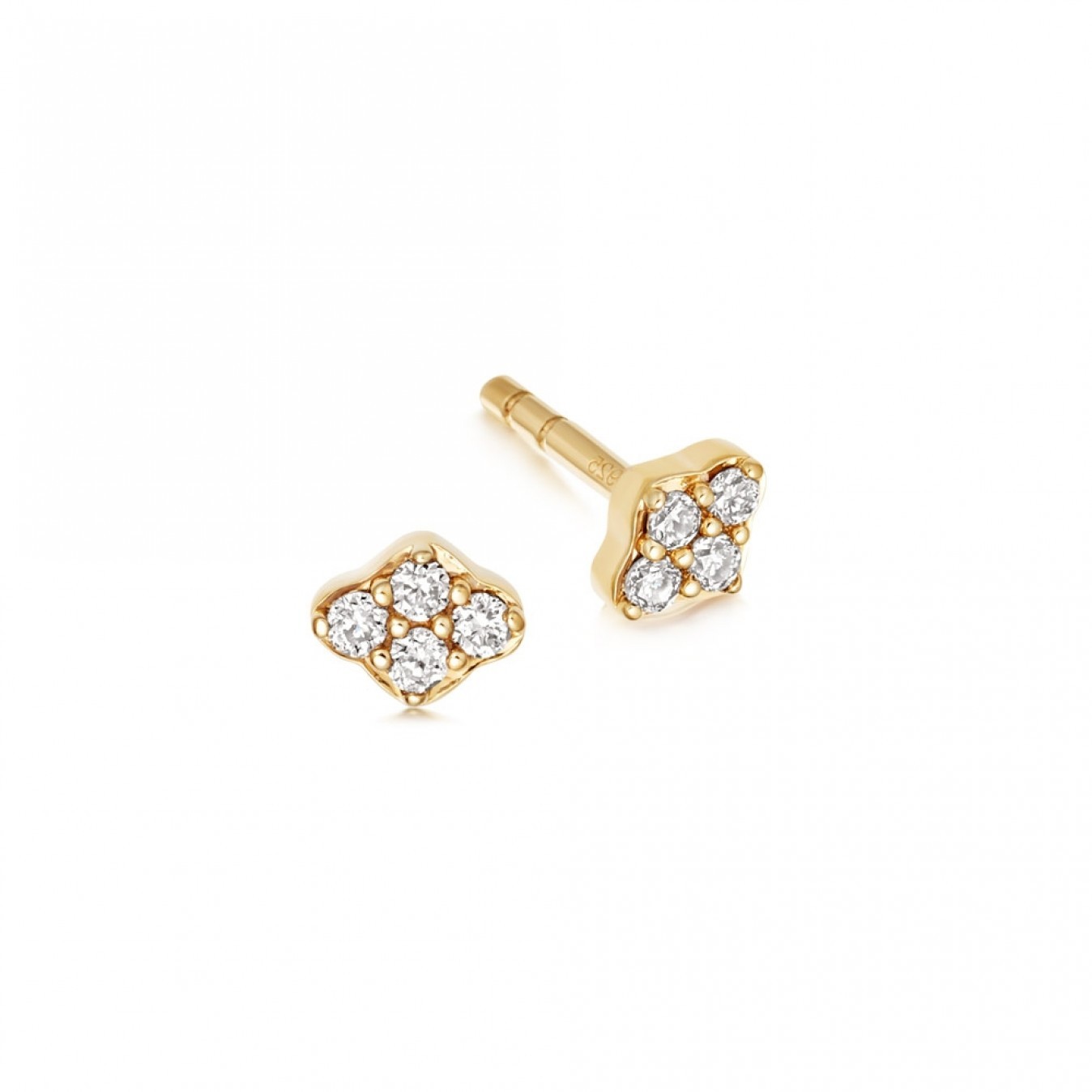 Tiny Minimalist Round Cubic Zirconia Stud Earring for Women for Teen 14K Yellow Gold 925 Sterling Silver