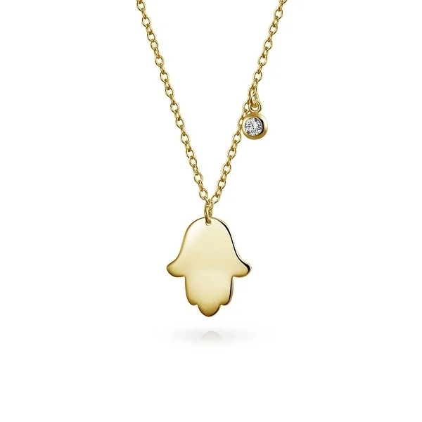 Simple Minimalist Hand of Fatima Protection Hamsa Hand Pendant Necklace for Women 925 Sterling Silver