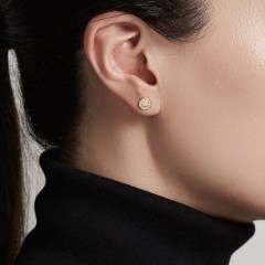 Landou Jewelry 925 Sterling Silver Cubic Zirconia Round Disc Stud Earrings Necklace