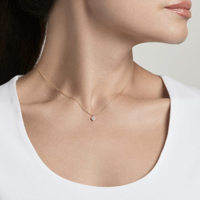 Landou Jewelry 925 Sterling Silver Round Cubic Zirconia CZ Diamond Necklace
