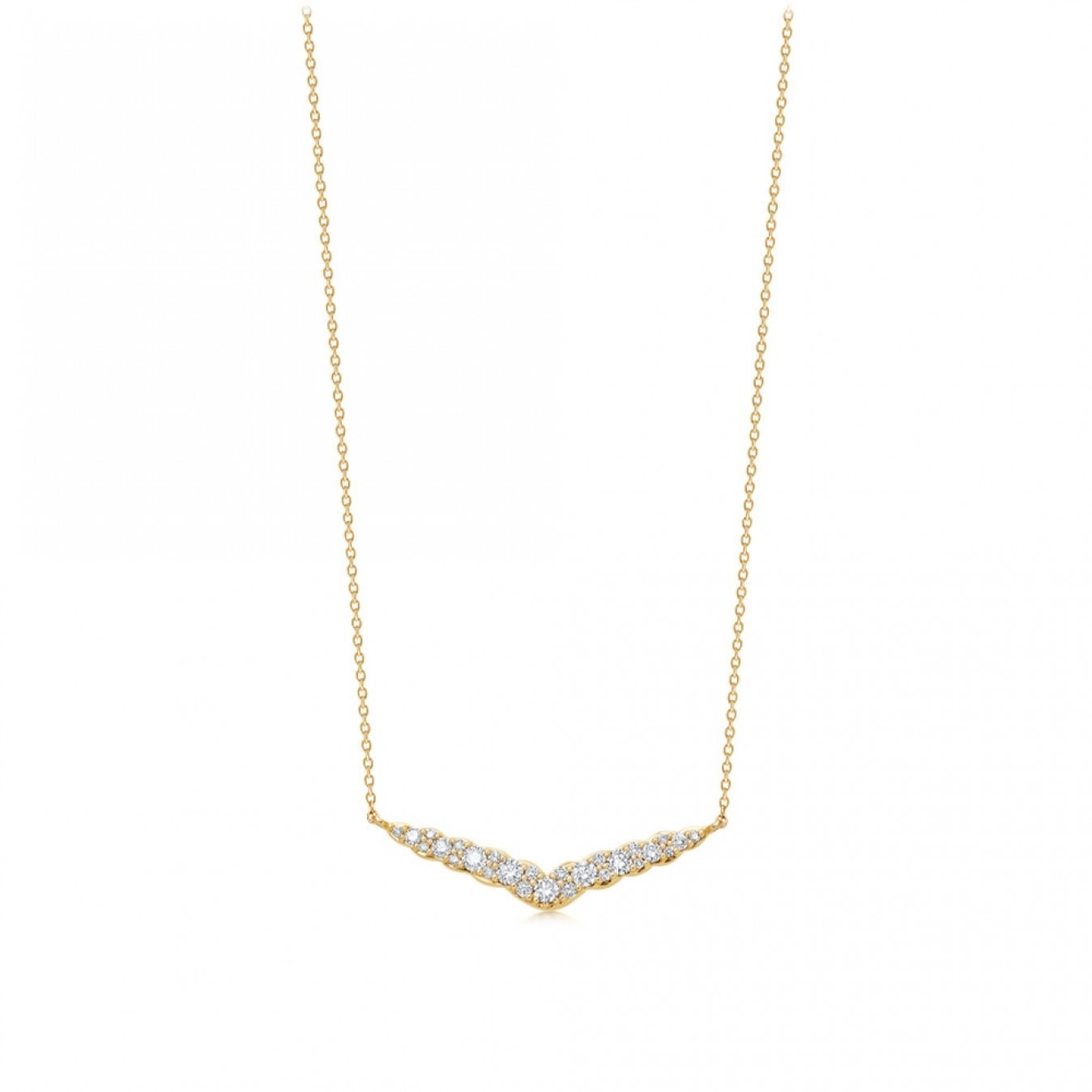 Landou Jewelry 925 Sterling Silver Cubic Zirconia V Shaped Necklace for Women