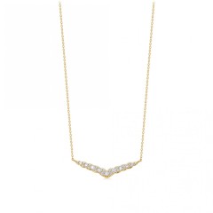 Landou Jewelry 925 Sterling Silver Cubic Zirconia V Shaped Necklace for Women