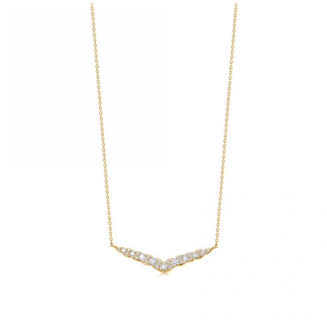 Landou Jewelry 925 Sterling Silver Cubic Zirconia V Shaped Necklace for Women