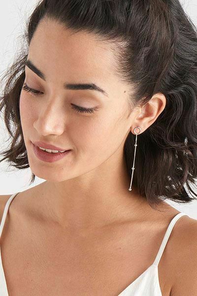 Landou Jewelry 925 Sterling Silver Rhodium Plated Modern Beaded Drop Earrings