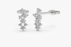 Landou Jewelry 14K Gold Plated Cubic Zirconia Cluster Earrings 925 Sterling Silver